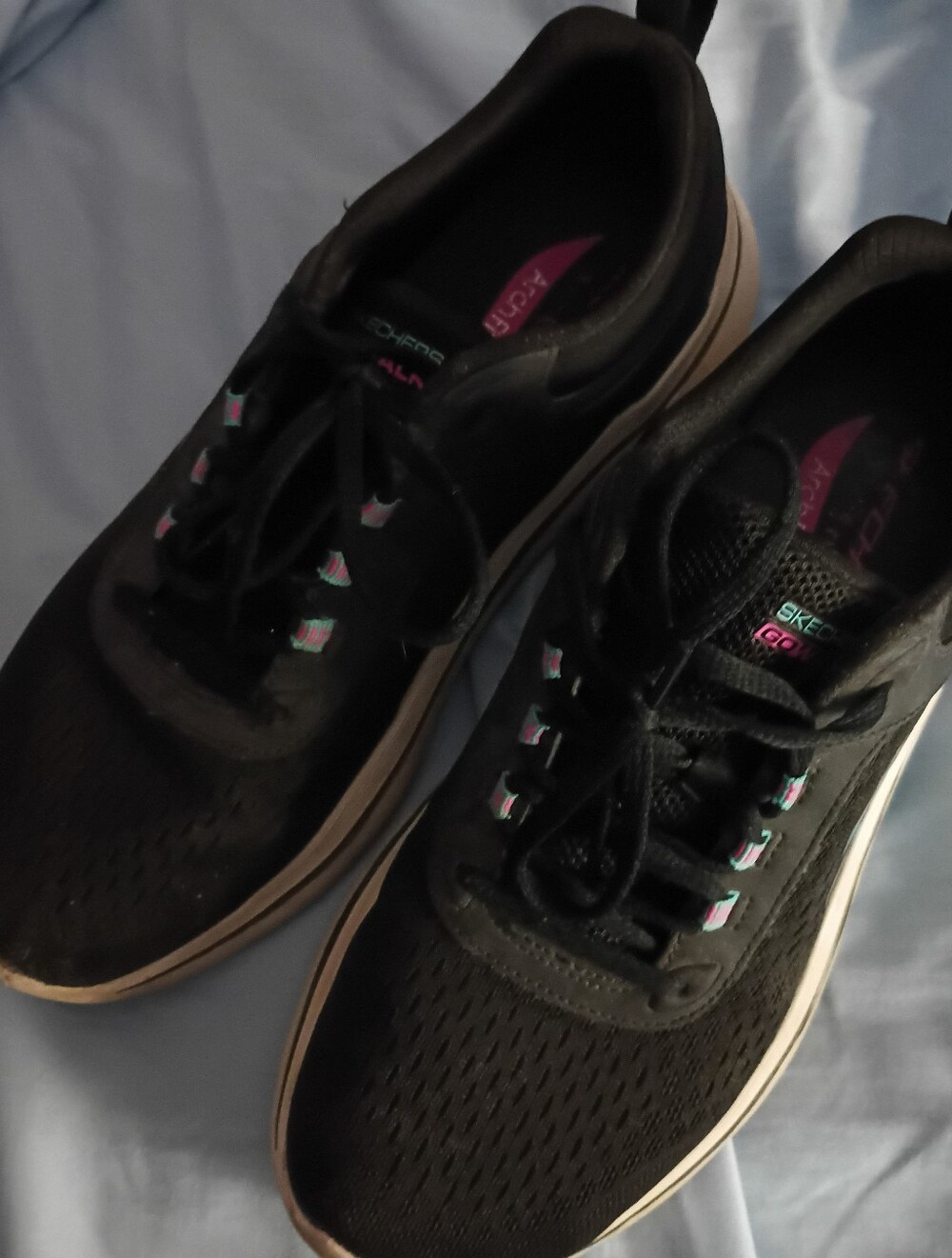 Skechers Black Athletic Sneakers with Pink Accents